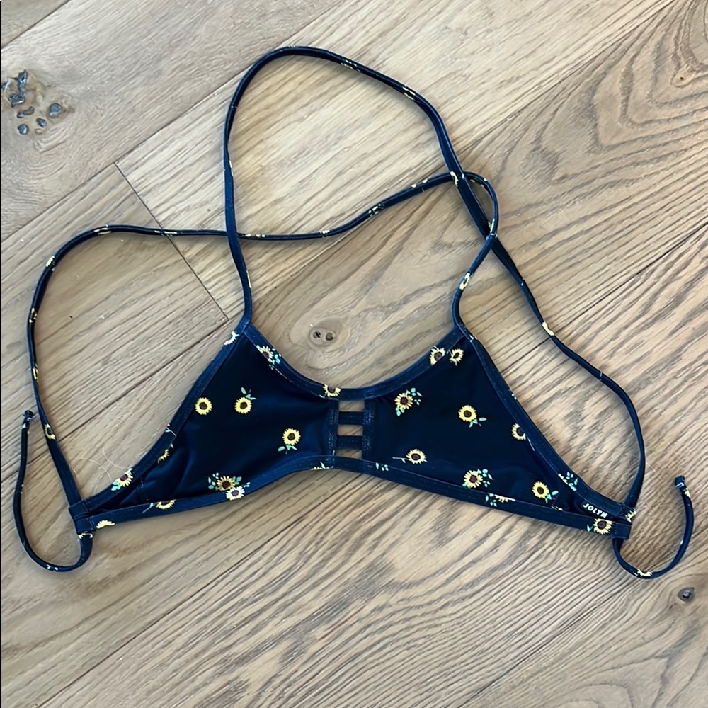 Jolyn Black and Yellow Floral Bikini Top